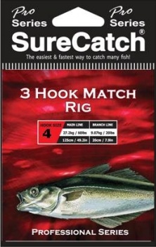 Sure Catch Pro Series 3 Hook Match Rig (60lb Main Line)