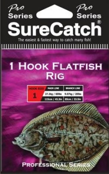 Sure Catch Pro Series 1 Hook Flatfish Rig (60lb Main Line)