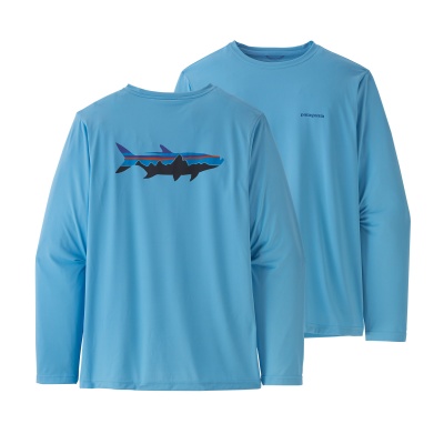 Patagonia Men's Long-Sleeved Cap Cool Daily Fish Graphic Shirt - Fitz Roy Tarpon: Lago Blue