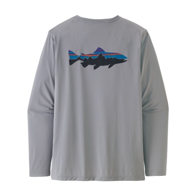 Patagonia Men's Long-Sleeved Cap Cool Daily Fish Graphic Shirt - Fitz Roy Trout: Salt Grey