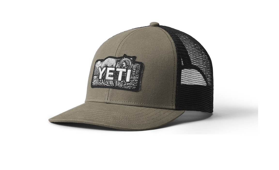 Yeti Bear Badge Trucker Hat - Sharptail Taupe/Black