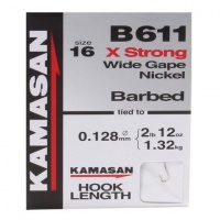 Kamasan B611 Barbed Spade Hooks To Nylon Eh611